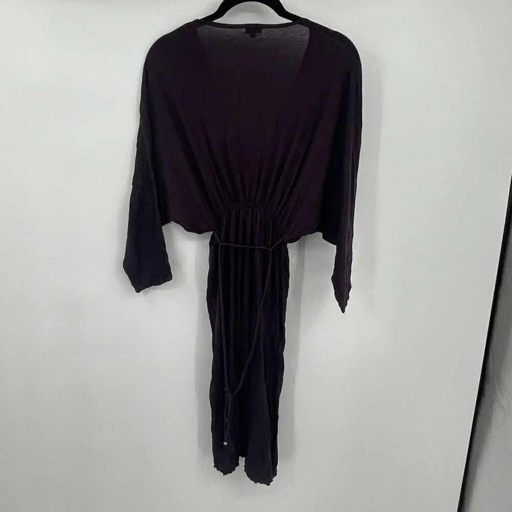 9Seed Womens Dress Small V Neck Purple Stretch Pullover Batwing Kimono Knit USA